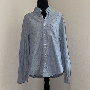 J.Crew Re-Imagined Shirt Men's Large Blue Heart‎ Print Cotton Casual Button-Down